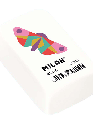 Milan 424A Goma de Borrar Rectangular - Miga de Pan - Caucho Sintetico - Color Blanco - Dibujos Geometricos de Animales Surtidos