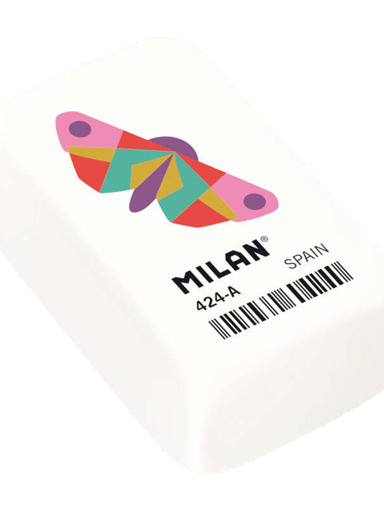 Milan 424A Goma de Borrar Rectangular - Miga de Pan - Caucho Sintetico - Color Blanco - Dibujos Geometricos de Animales Surtidos 1