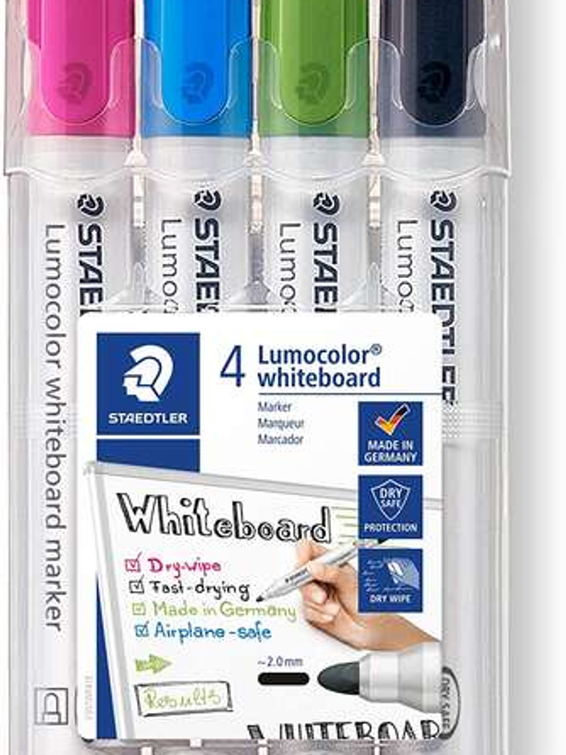 Staedtler Lumocolor 351 Pack de 4 Marcadores para Pizarra Blanca - Secado Rapido - Colores Surtidos 1