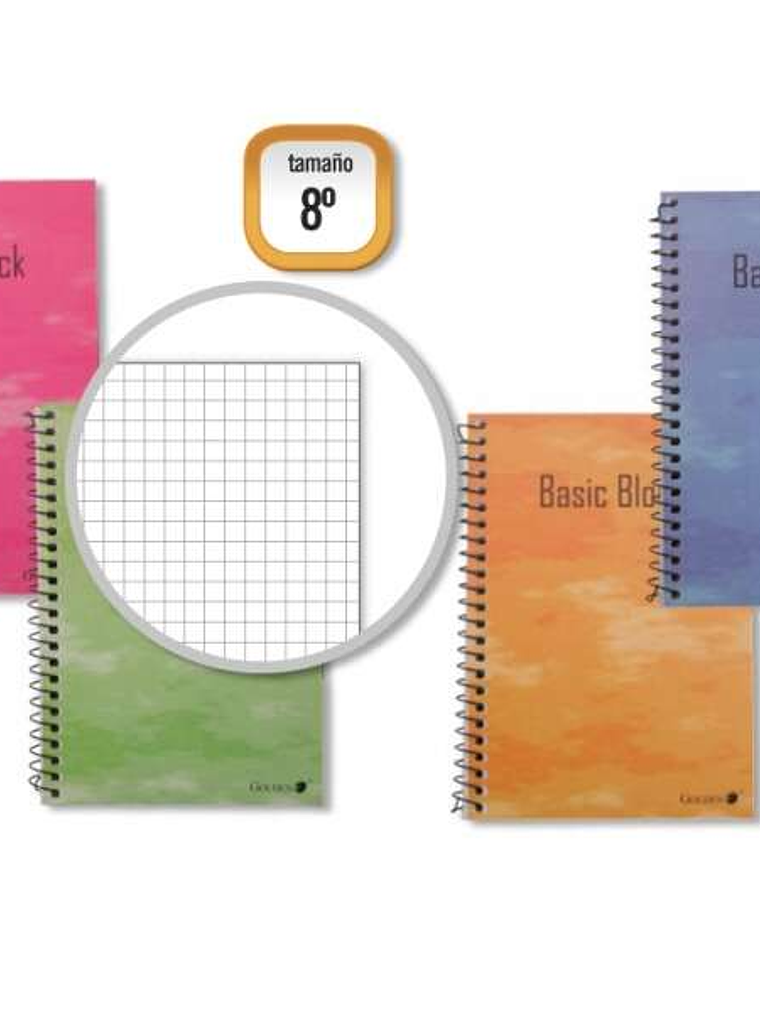 Golden Cuaderno Espiral 8º Natural (153x102mm) 80 Hojas 60gr Cuadricula - Margen Remarcado - Tapa Normal Plastificada - Colores Surtidos 1