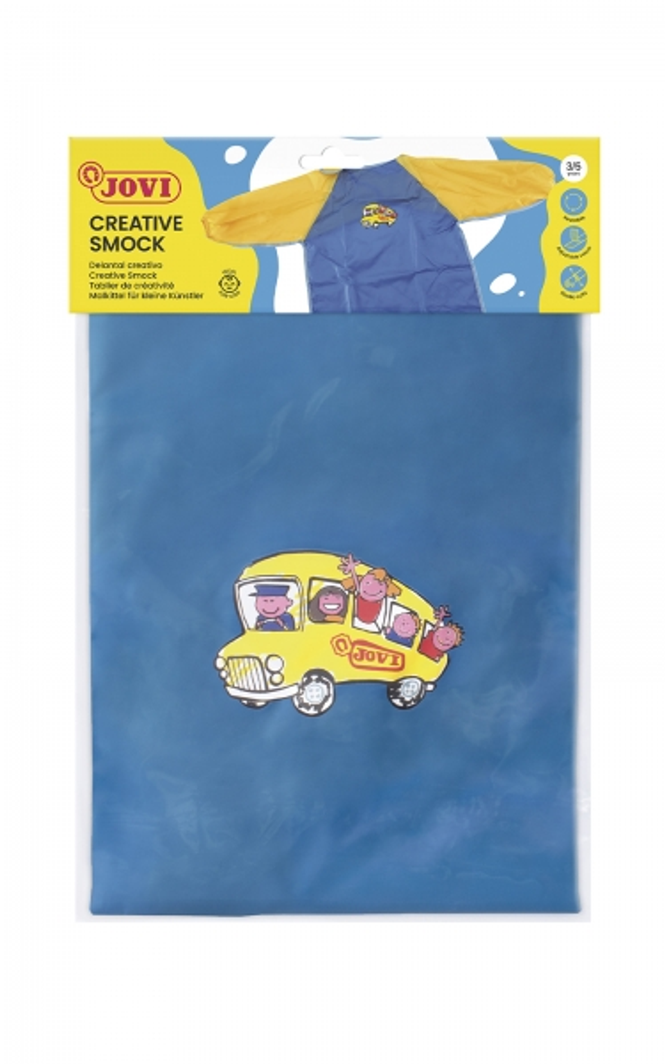 Jovi Delantal Pre-Escolar - Proteccion Contra Manchas - Recomendado de 3 a 5 Años - Puños Elasticos - Color Azul 1