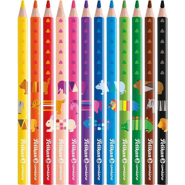 Pelikan Caja de 12 Lapices de Colores Jumbo Triangulares - Mina Antirotura - Certificacion FSC