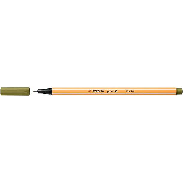 Stabilo Point 88 Rotulador de Punta Fina de Fibra - Trazo de 0.4 mm - Tinta con Base de Agua - Color Verde Barro