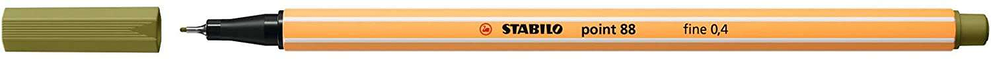 Stabilo Point 88 Rotulador de Punta Fina de Fibra - Trazo de 0.4 mm - Tinta con Base de Agua - Color Verde Barro 1