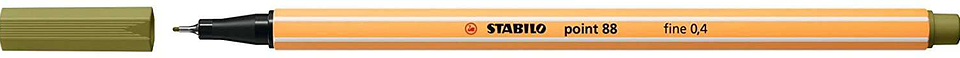 Stabilo Point 88 Rotulador de Punta Fina de Fibra - Trazo de 0.4 mm - Tinta con Base de Agua - Color Verde Barro 1
