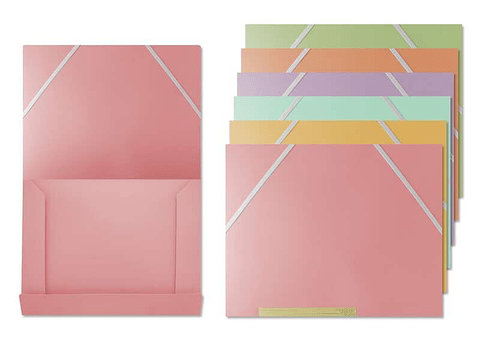 Bismark Pack de 6 Carpetas de Solapa Polipropileno - Tamaño A4 - Cierre con Gomas - Colores Surtidos Pastel