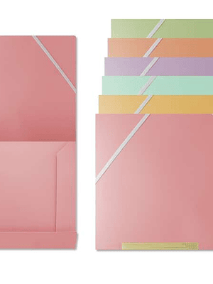 Bismark Pack de 6 Carpetas de Solapa Polipropileno - Tamaño A4 - Cierre con Gomas - Colores Surtidos Pastel