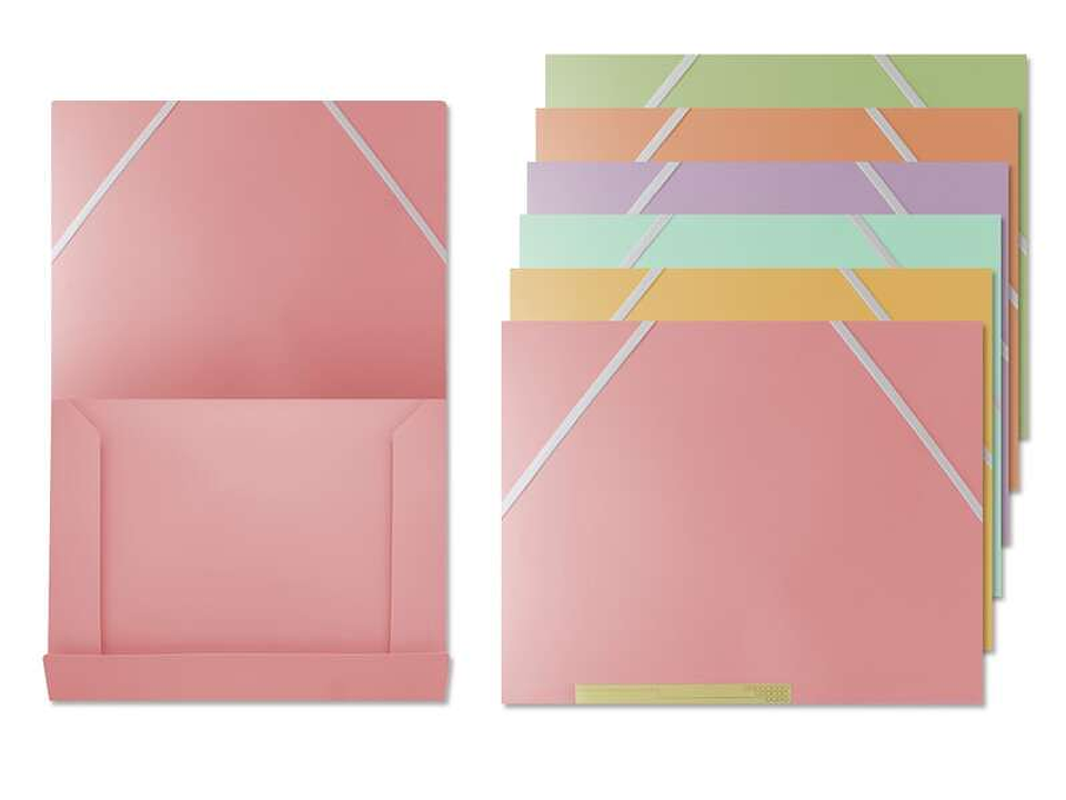 Bismark Pack de 6 Carpetas de Solapa Polipropileno - Tamaño A4 - Cierre con Gomas - Colores Surtidos Pastel 1