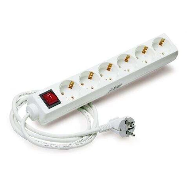 Elbat Regleta Alimentacion - 6 Tomas Schuko - Interruptor On/Off - Cable de 1.50m