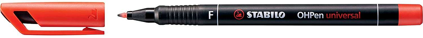 Stabilo OHPen Rotulador Permanente - Punta Fina - Trazo de 0.7mm - Agarre Antideslizante - Tapon Ventilado - Color Rojo 1