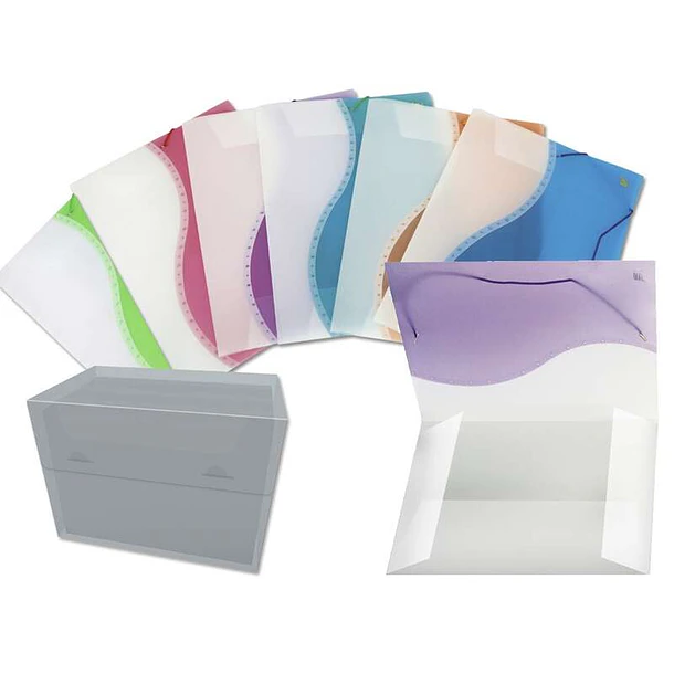 Bismark Pack de 6 Carpetas de Solapa Polipropileno Bicolor - Tamaño A4+ - Cierre con Gomas - Colores Surtidos