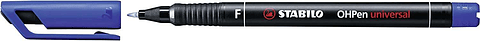 Stabilo OHPen Rotulador Permanente - Punta Fina - Trazo de 0.7mm - Agarre Antideslizante - Tapon Ventilado - Color Azul