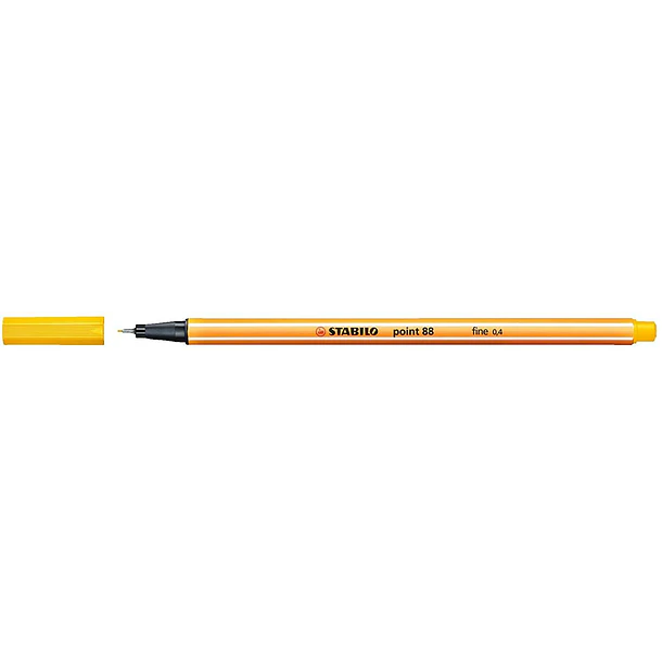 Stabilo Point 88 Rotulador de Punta Fina de Fibra - Trazo de 0.4 mm - Tinta con Base de Agua - Color Amarillo