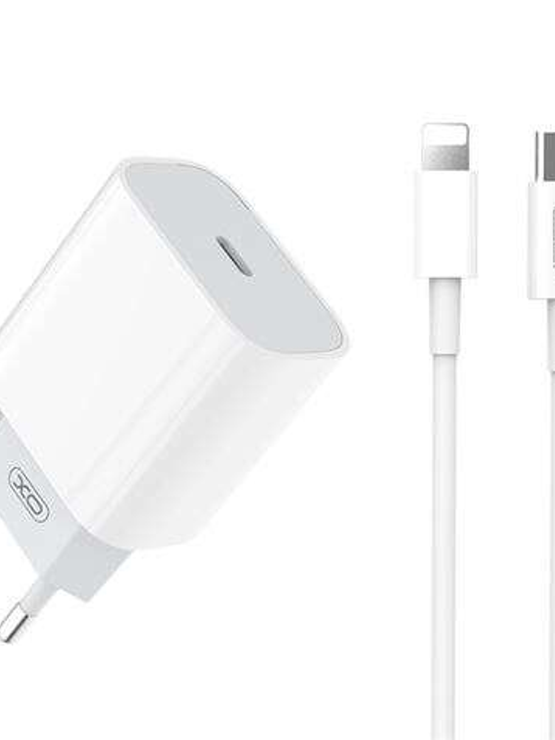 XO L77 Pack Cargador de Corriente 1x USB-C 20W Carga Rapida + Cable USB-C a Lightning 1m 1