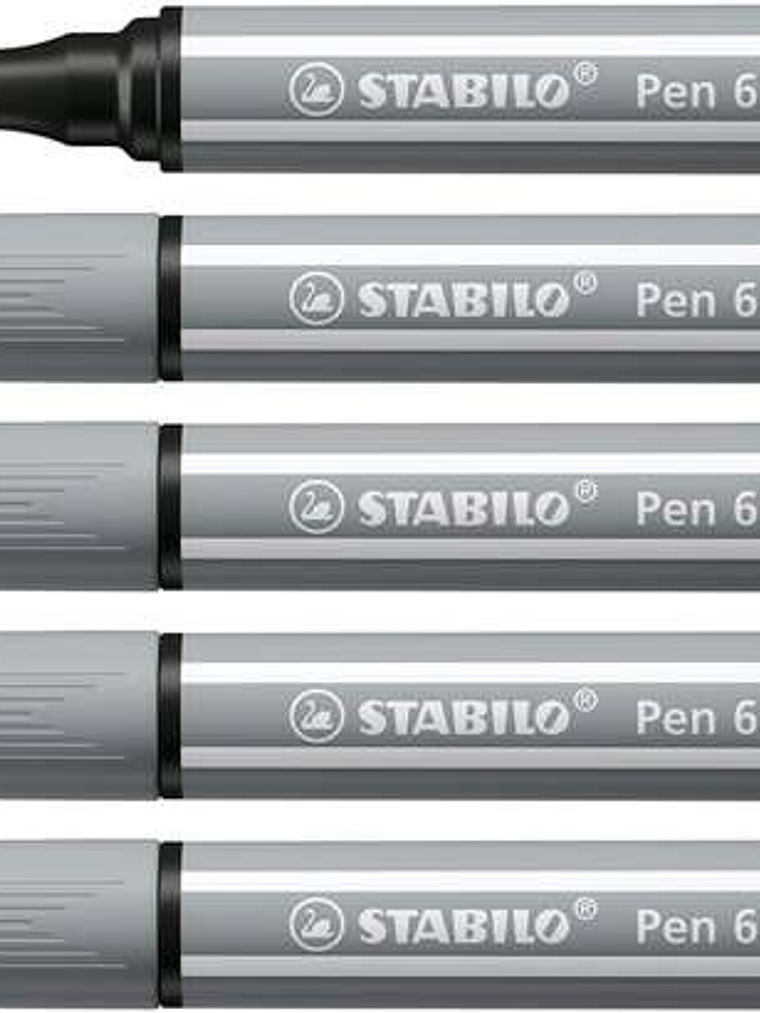 Stabilo Pen 68 MAX Rotulador - Punta de Fibra Biselada - Trazo entre 1-5mm aprox. - Tinta a Base de Agua - Color Gris 1