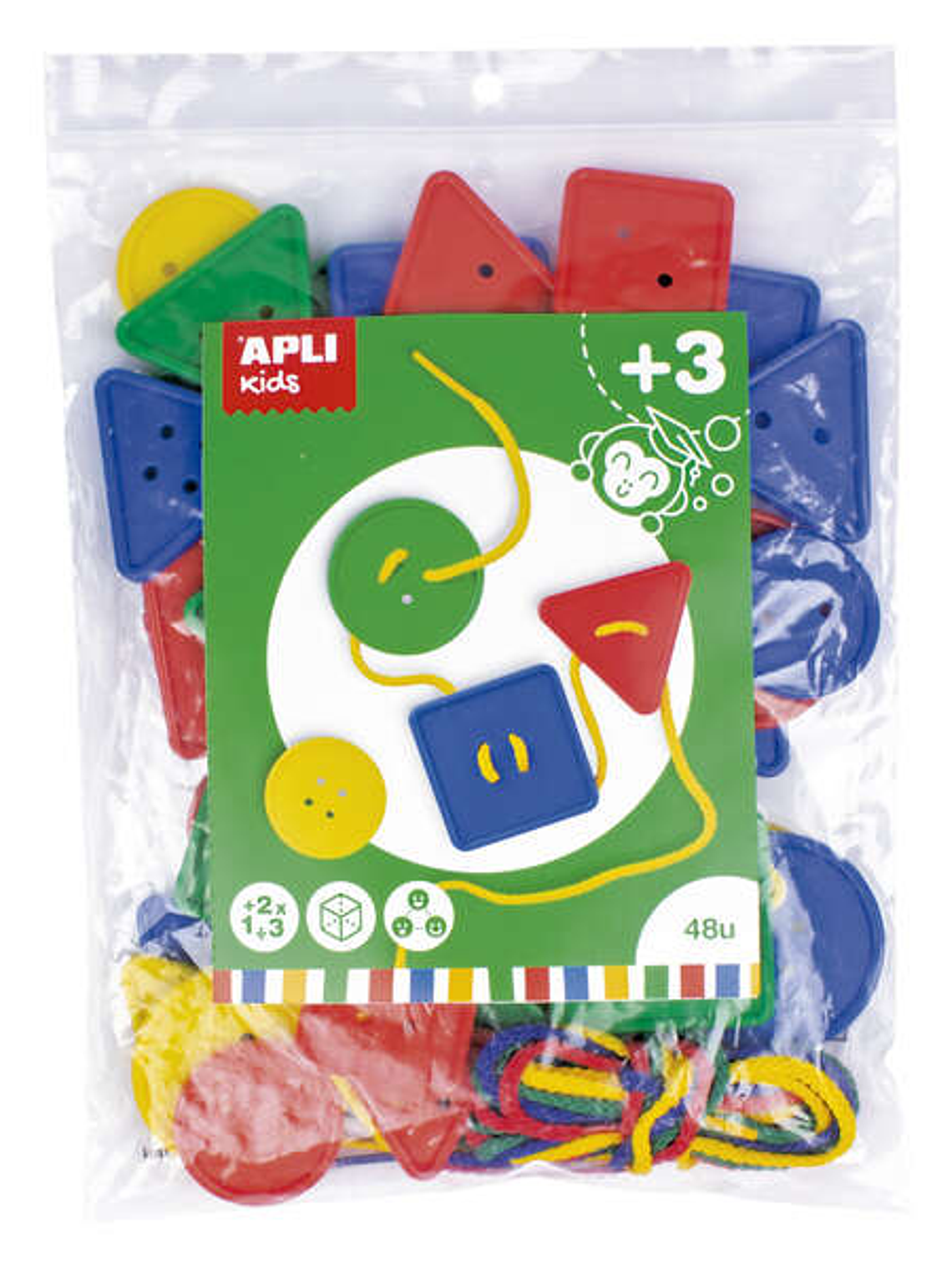 Apli Juego de Botones Ensertables - Formas y Tamaños Variados - 48 Botones de 50mm y 38mm - Desarrolla Psicomotricidad y Creatividad - Color Surtido 1