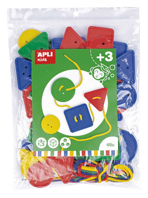 Apli Juego de Botones Ensertables - Formas y Tamaños Variados - 48 Botones de 50mm y 38mm - Desarrolla Psicomotricidad y Creatividad - Color Surtido