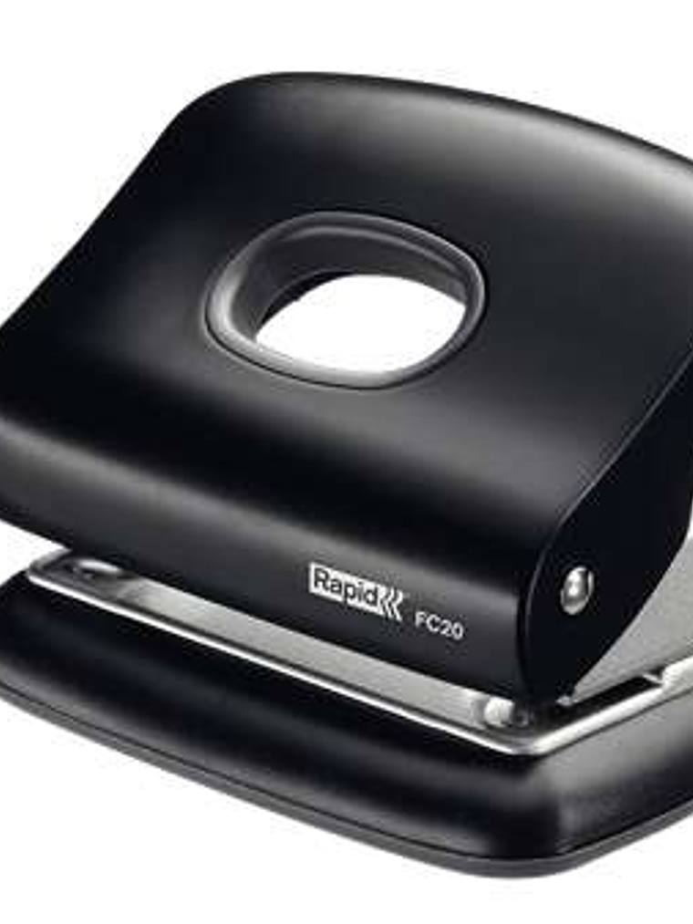 Rapid FC20 Taladro Perforador - Hasta 20 Hojas - Facil Vaciado - Punzones 5.5mm - Color Negro 1