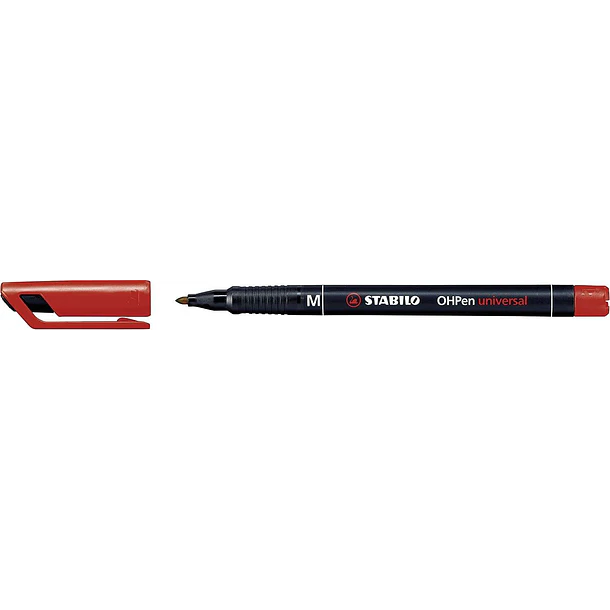 Stabilo OHPen Rotulador Permanente - Punta Media - Trazo de 1mm - Agarre Antideslizante - Tapon Ventilado - Color Rojo