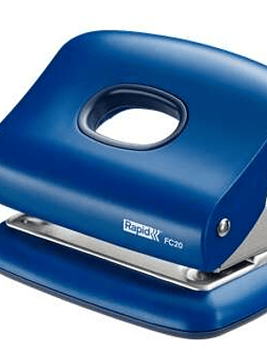 Rapid FC20 Taladro Perforador - Hasta 20 Hojas - Facil Vaciado - Punzones 5.5mm - Color Azul
