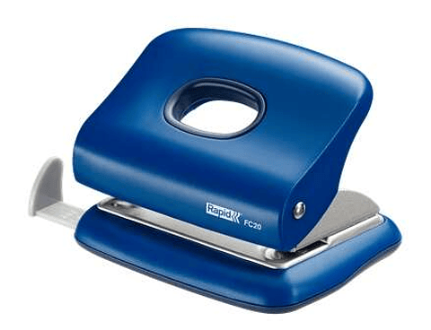 Rapid FC20 Taladro Perforador - Hasta 20 Hojas - Facil Vaciado - Punzones 5.5mm - Color Azul