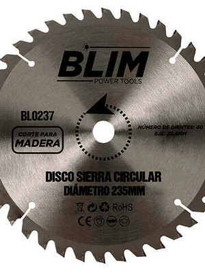 Blim Disco Corte de Madera para Sierra 235mm - 60 Dientes con Recubrimiento en Carburo de Tungsteno