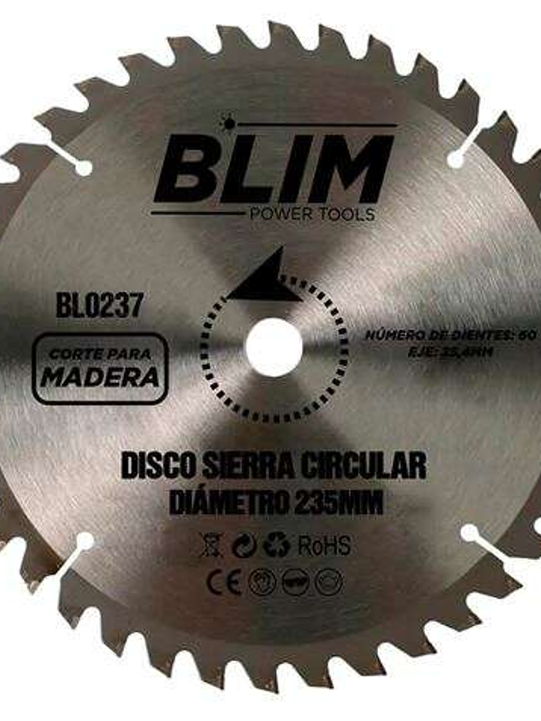 Blim Disco Corte de Madera para Sierra 235mm - 60 Dientes con Recubrimiento en Carburo de Tungsteno 1