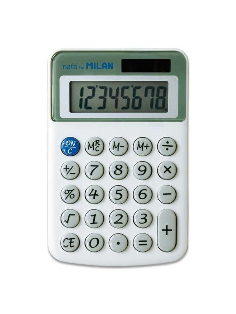 Milan Calculadora de Sobremesa 8 Digitos - 3 Teclas de Memoria y Raiz Cuadrada - Apagado Automatico - Color Blanco 1