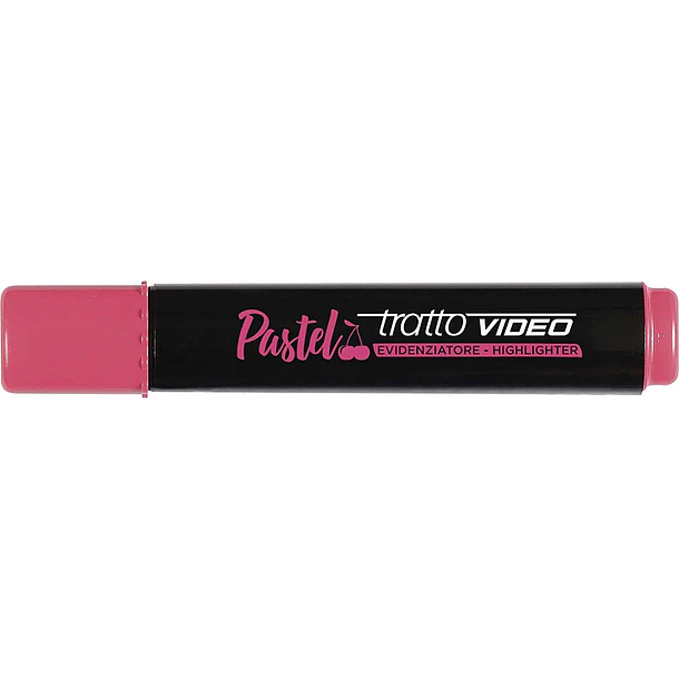 Tratto Video Pastel Marcador Fluorescente - Punta Biselada - Tinta al Agua - Secado Rapido - Color Rojo Cereza
