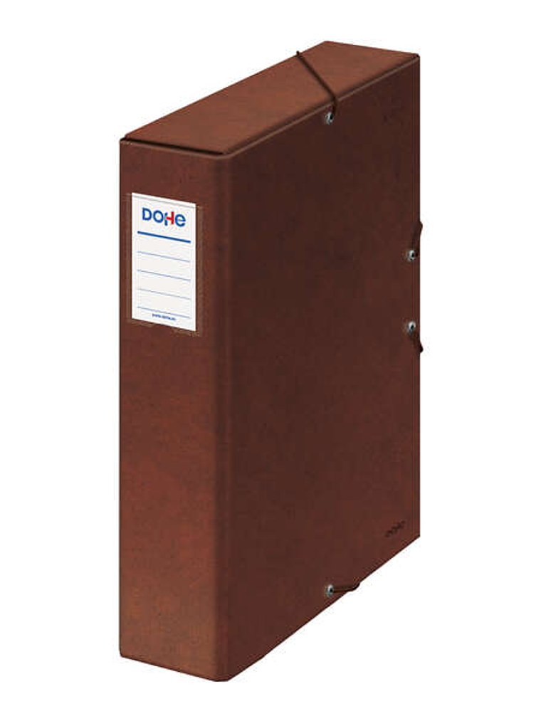 Dohe Caja para Proyectos Lomo 7cm - Carton Forrado con Papel Impreso y Plastificado - Cierre con Gomas - Color Cuero 1