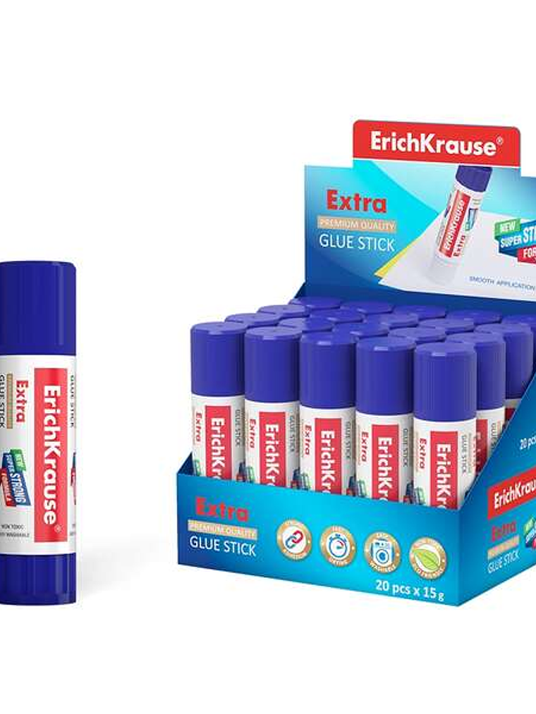 Erichkrause Pegamento en Barra Extra 15gr - Formula Super Fuerte - Consumo Economico - Adhesion Rapida y Fiable - Facil de Lavar con Agua - No Toxico 1