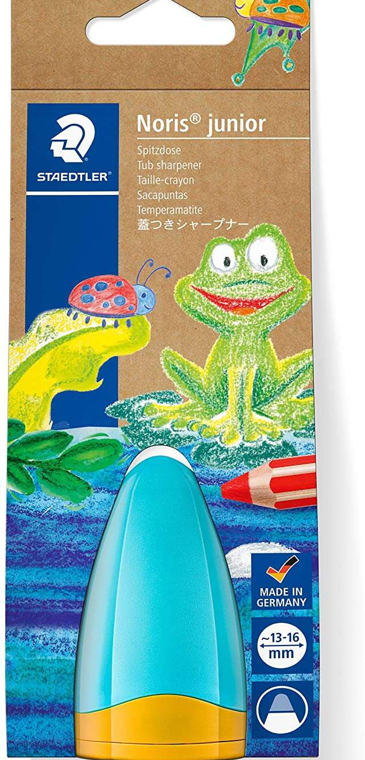 Staedtler Noris Junior 516 Sacapuntas de Plastico con Deposito - Forma Conica para Manos Pequeñas - Para Lapices Gruesos 1