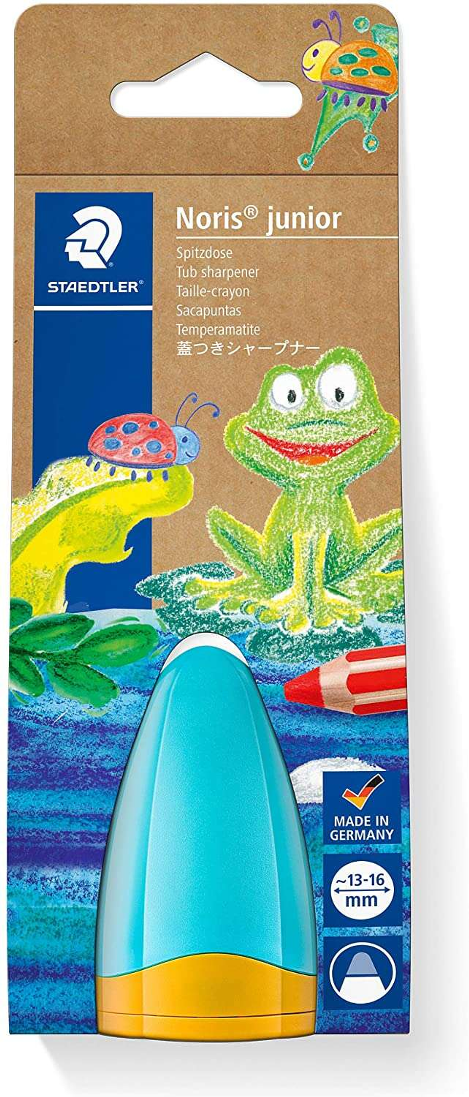 Staedtler Noris Junior 516 Sacapuntas de Plastico con Deposito - Forma Conica para Manos Pequeñas - Para Lapices Gruesos 1