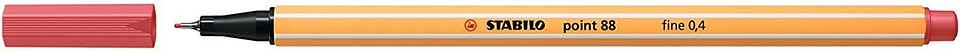 Stabilo Point 88 Rotulador de Punta Fina de Fibra - Trazo de 0.4 mm - Tinta con Base de Agua - Color Rojo Oxido 1