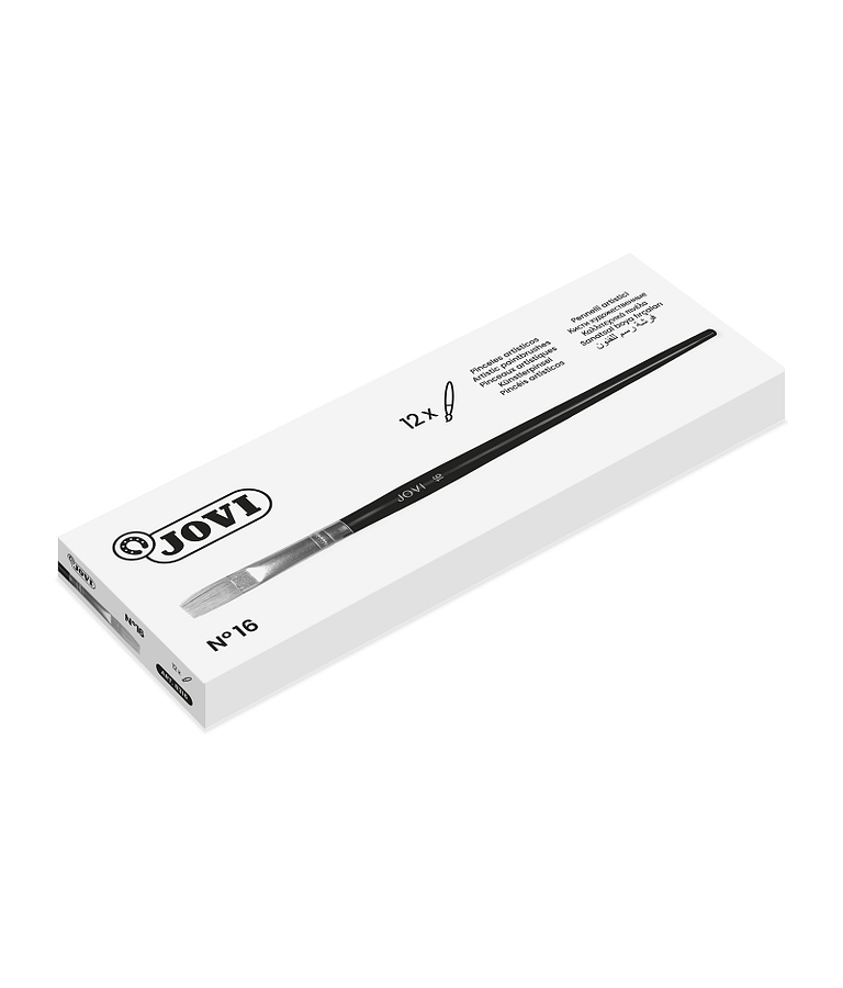 Jovi Pinceles Artisticos Planos Pelo de Cerda Nº 16 - Pelo Natural - Mango de Madera - Punta Plana - Pelo Duro - Color Varios