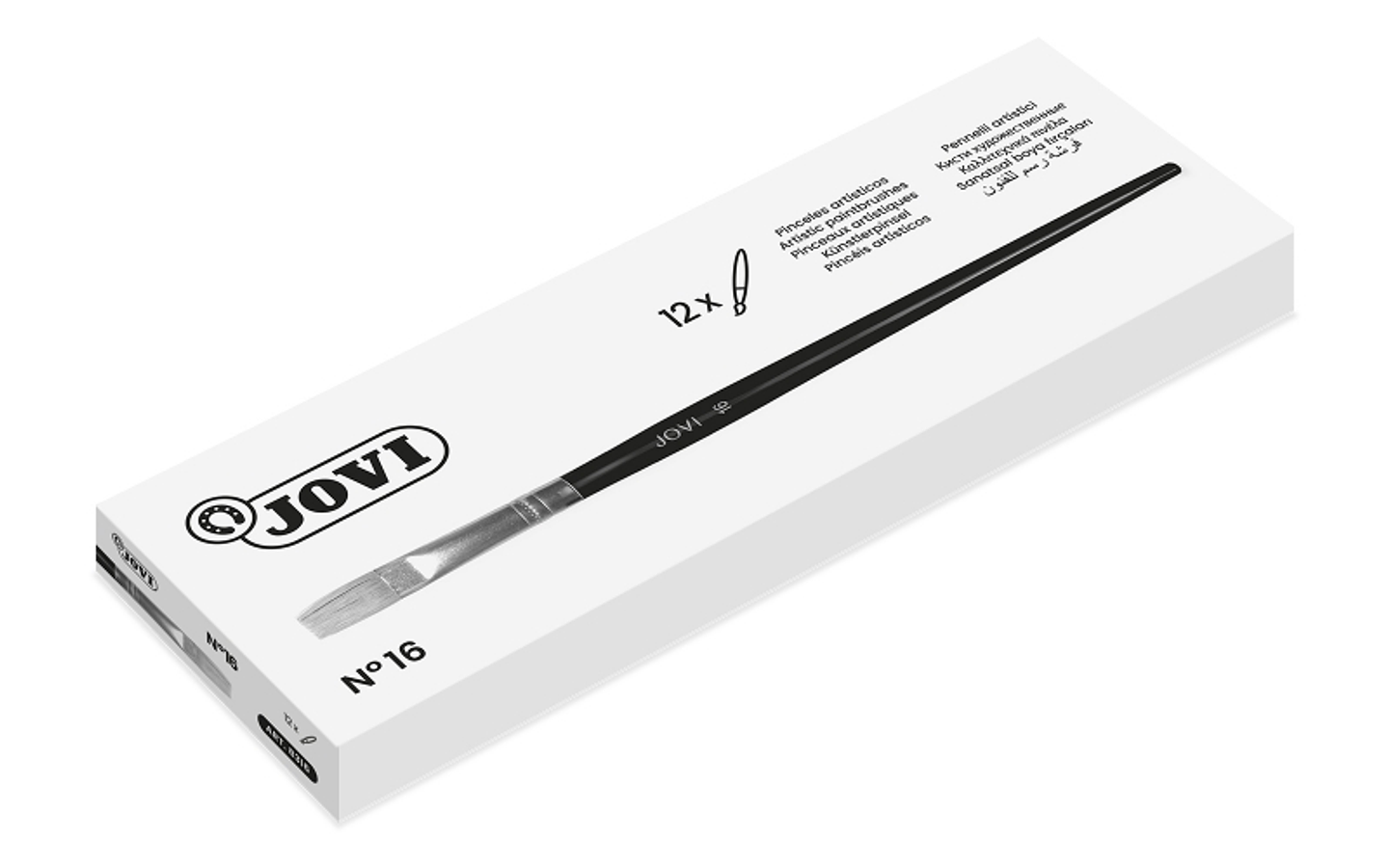 Jovi Pinceles Artisticos Planos Pelo de Cerda Nº 16 - Pelo Natural - Mango de Madera - Punta Plana - Pelo Duro - Color Varios 1
