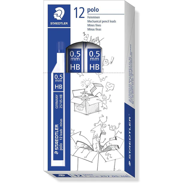 Staedtler Polo 257 Tubo con Minas de Grafito - Graduacion HB - Trazo 0.5mm