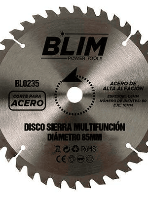Blim Disco Corte de Acero para Sierra Multifuncion 85mm - 80 Dientes con Recubrimiento en Carburo de Tungsteno