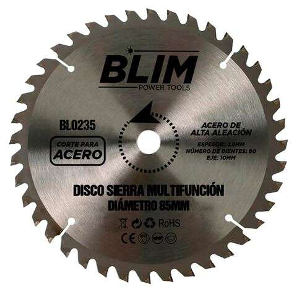 Blim Disco Corte de Acero para Sierra Multifuncion 85mm - 80 Dientes con Recubrimiento en Carburo de Tungsteno 1