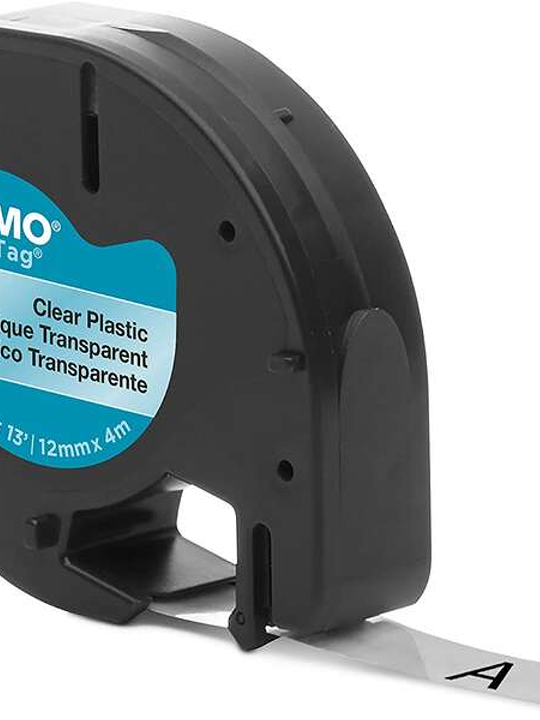 Dymo LetraTag S0721530 Cinta de Etiquetas Original para Rotuladora - Texto negro sobre fondo transparente - Ancho 12mm x 4 metros (12267) 1