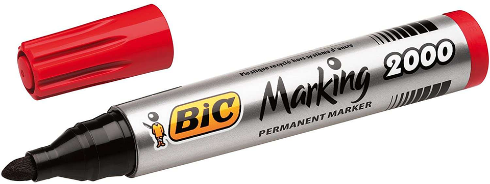 Bic Marking 2000 Ecolutions Rotulador Permanente - Tinta con Base de Alcohol - Ecologico - Secado Rapido - Color Rojo 1