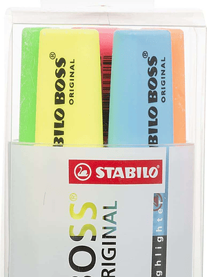 Stabilo Boss 70 Pack de 6 Marcadores Fluorescentes - Practico Cubilete de Escritorio - Trazo entre 2 y 5mm - Recargable - Tinta con Base de Agua - Col