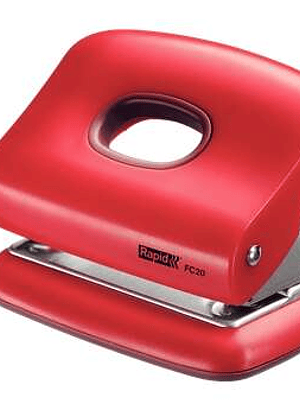 Rapid FC20 Taladro Perforador - Hasta 20 Hojas - Facil Vaciado - Punzones 5.5mm - Color Rojo