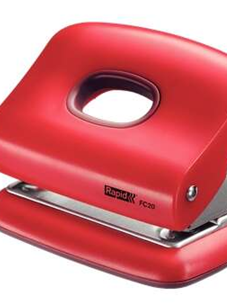 Rapid FC20 Taladro Perforador - Hasta 20 Hojas - Facil Vaciado - Punzones 5.5mm - Color Rojo 1