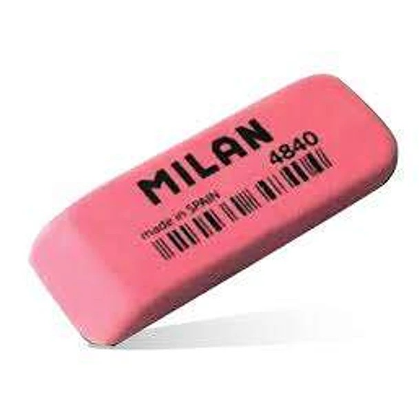 Milan 4840 Goma de Borrar Biselada Flexible - Miga de Pan - Caucho Sintetico - Color Rosa