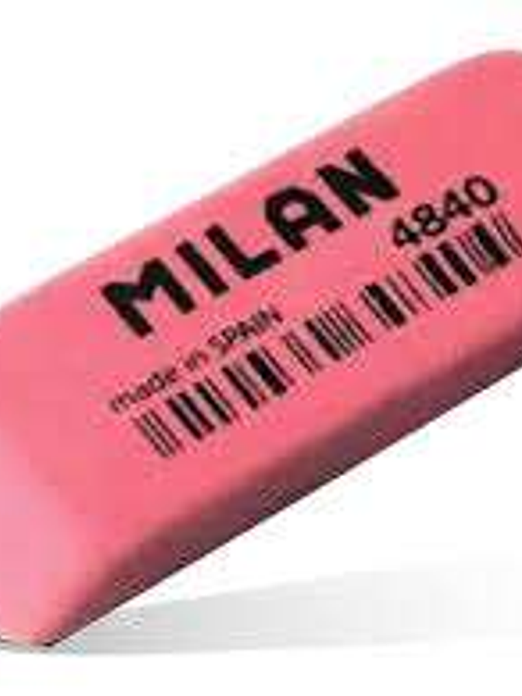 Milan 4840 Goma de Borrar Biselada Flexible - Miga de Pan - Caucho Sintetico - Color Rosa 1