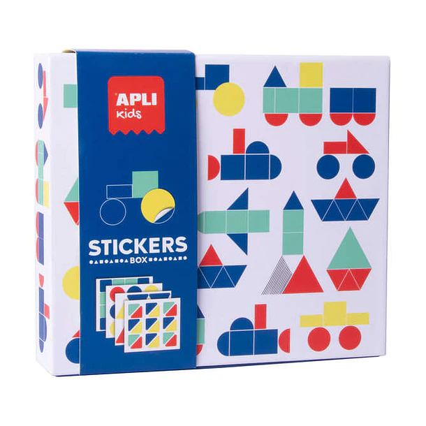 Apli Kids Juegos de Gomets Vehiculos - 200G Laminas Ilustradas - Gomets Removibles Geometricos - Alto Valor Didactico - Diseño Exclusivo de Caja de Ca
