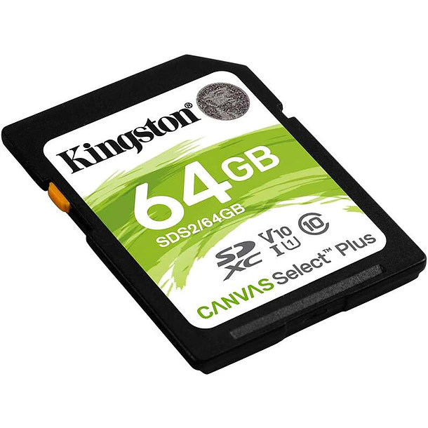 Kingston Tarjeta SDXC 64GB UHS-I Clase 10 100MB/s Canvas Select Plus
