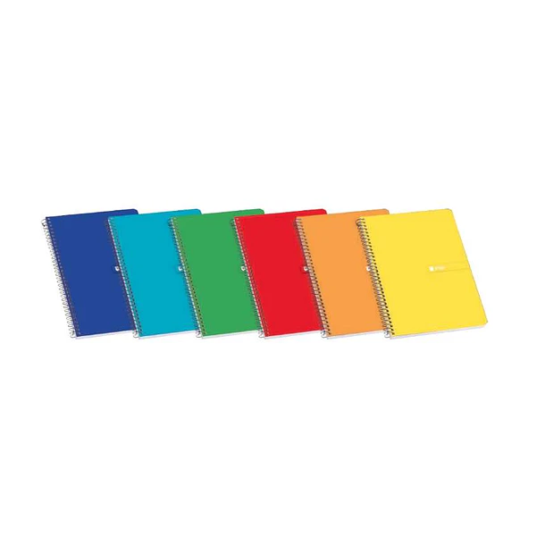 Enri Plus Cuaderno Espiral Formato Cuarto Pautado 3mm - 80 Hojas 60gr con Margen - Cubierta Blanda - Colores Surtidos
