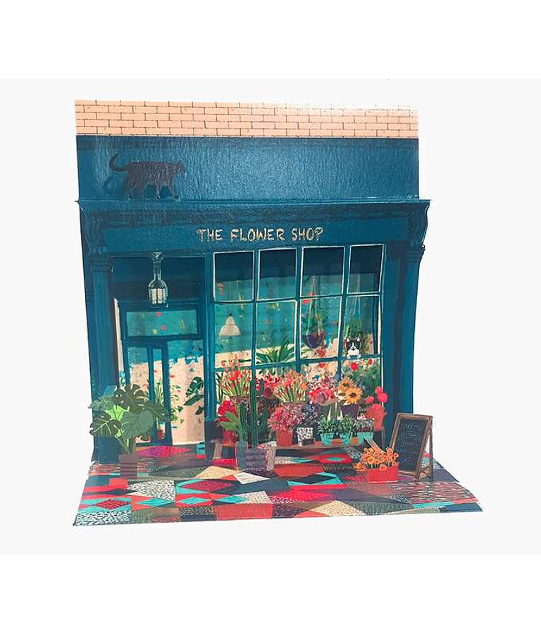 Pictura Tarjeta 3D Pop-Up - 16x16cm - Tematica Floristeria - Embolsada Individualmente - Incluye Sobre Blanco - Papel con Certificacion FSC